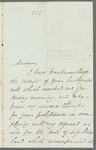 John Booker to Jane Porter, autograph letter signed