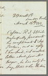 Robert James Elliot to Jane Porter, autograph letter third person