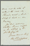 John Philippart to Jane Porter, autograph letter signed