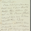 Mary Skinner to Jane Porter, autograph letter signed