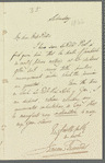 Sir James Emerson Tennent to Jane Porter, autograph letter signed