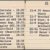 Note card indicating run time breakdown of scenes for the stage production How to Succeed in Business Without Really Trying [Act Two]