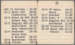 Note card indicating run time breakdown of scenes for the stage production How to Succeed in Business Without Really Trying [Act Two]