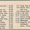 Note card indicating run time breakdown of scenes for the stage production How to Succeed in Business Without Really Trying [Act One]