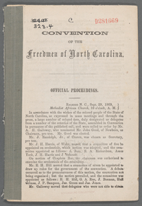 Convention of the Freedmen of North Carolina, Official Proceedings