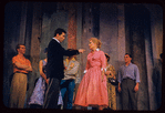 Sydney Chaplin, Judy Holliday [center] and unidentified others in the stage production Bells Are Ringing