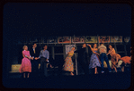 Judy Holliday, Sydney Chaplin [left] and unidentified others in the stage production Bells Are Ringing