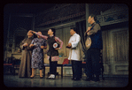Keye Luke, Juanita Hall, Miyoshi Umeki, Conrad Yama and unidentified other in the stage production Flower Drum Song