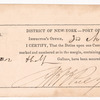 Certificate by H.B. Pace, Inspector, District of New York