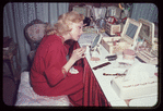 Edie Adams backstage during the stage production Lil' Abner