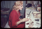 Edie Adams backstage during the stage production Lil' Abner