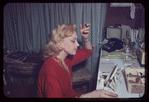 Edie Adams backstage during the stage production Lil' Abner