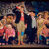 Charlotte Rae, Joe E. Marks, Peter Palmer, Stubby Kaye [center] and unidentified others in the stage production Lil' Abner