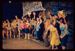 Joe E. Marks, Charlotte Rae, Peter Palmer, Stubby Kaye [center] and unidentified others in the stage production Lil' Abner