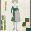 Costume design, color palette, and fabric swatches for character Norma Hubley in the stage production Plaza Suite