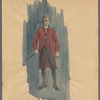 Painted design sketch for character John Adams (holding cane) in the stage production 1776