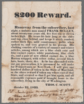 Runaway notice, "$200 Reward. Ranaway from the subscriber"... signed Thos. C. Scott