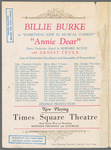 Fold-out advertising pamphlet for the stage production Annie Dear with inset image of Billie Burke