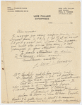 Letter written on Loie Fuller Enterprises letterhead