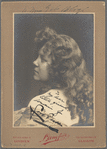 Postcard of Loie Fuller portrait with handwriting by Fuller
