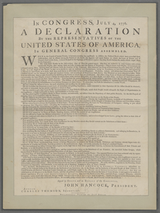 In Congress, July 4, 1776. A declaration by the representatives of the United States of America, in general congress assembled