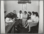 Rev. Shelton Hale Bishop meeting with staff of the Lafargue Clinic, in Harlem