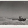 A sixteen-horse combine in the fertile fields of the Palouse country. Washington