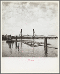 Log booms in Willamette River. Portland, Oregon