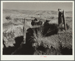 Gully on farm near Bickleton, Washington. (Note how ground under fence post has been washed away)