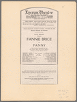 Program for Fanny at the Lyceum Theatre