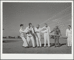 Instructor explaining operation of parachute to students. Meacham Field, Fort Worth, Texas