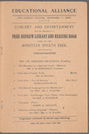 Educational Alliance Auditorium...announcement of the concert and dramatic series, 1904-1905