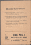 Educational Alliance Auditorium...announcement of the concert and dramatic series, 1904-1905