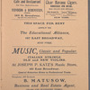 Educational Alliance Auditorium...announcement of the concert and dramatic series, 1904-1905