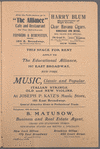 Educational Alliance Auditorium...announcement of the concert and dramatic series, 1904-1905