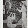 Fort Worth, Texas. Meacham Field. Students repairing plane motor