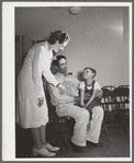 Doris Dill, nurse, and patient in clinic. Robstown camp, Texas