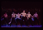 Cast (bare-chested) in a scene from the stage production The Full Monty