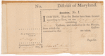 Official receipt of the District of Maryland for duties on whiskey