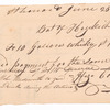 Hezekiah Coberth, at St. Leonards. Receipt of payment for wiskey issued to troops by order of Col. Wadsworth