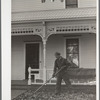 Raking leaves. Fred Ukro farm. Grundy County, Iowa
