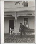 Raking leaves. Fred Ukro farm. Grundy County, Iowa