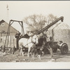 Corn is brought in from the field for storage in temporary crib. Grundy County, Iowa