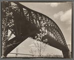 Hell Gate Bridge: I, Central Steel Arch over East River looking toward west from Astoria Park, Queens