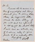 Rufus Wilmot Griswold letter to “R.W.G”
