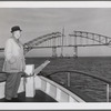 Robert Moses at the placing of final steel, Fire Island Inlet Bridge