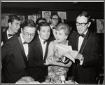 Jerry Herman, Angela Lansbury and others during opening night party at Sardi's for the stage production Mame