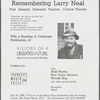 Flyer announcing memorial service for Larry Neal at the Henry Street Settlement