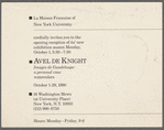 Postcard for "Avel De Knight, Images de Guadeloupe: A Personal View" exhibition at La Maison Francaise