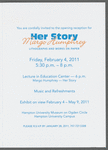 Leaflet for "Her Story: Margo Humphrey, lithographs and works on paper" exhibition at Hampton University Museum
